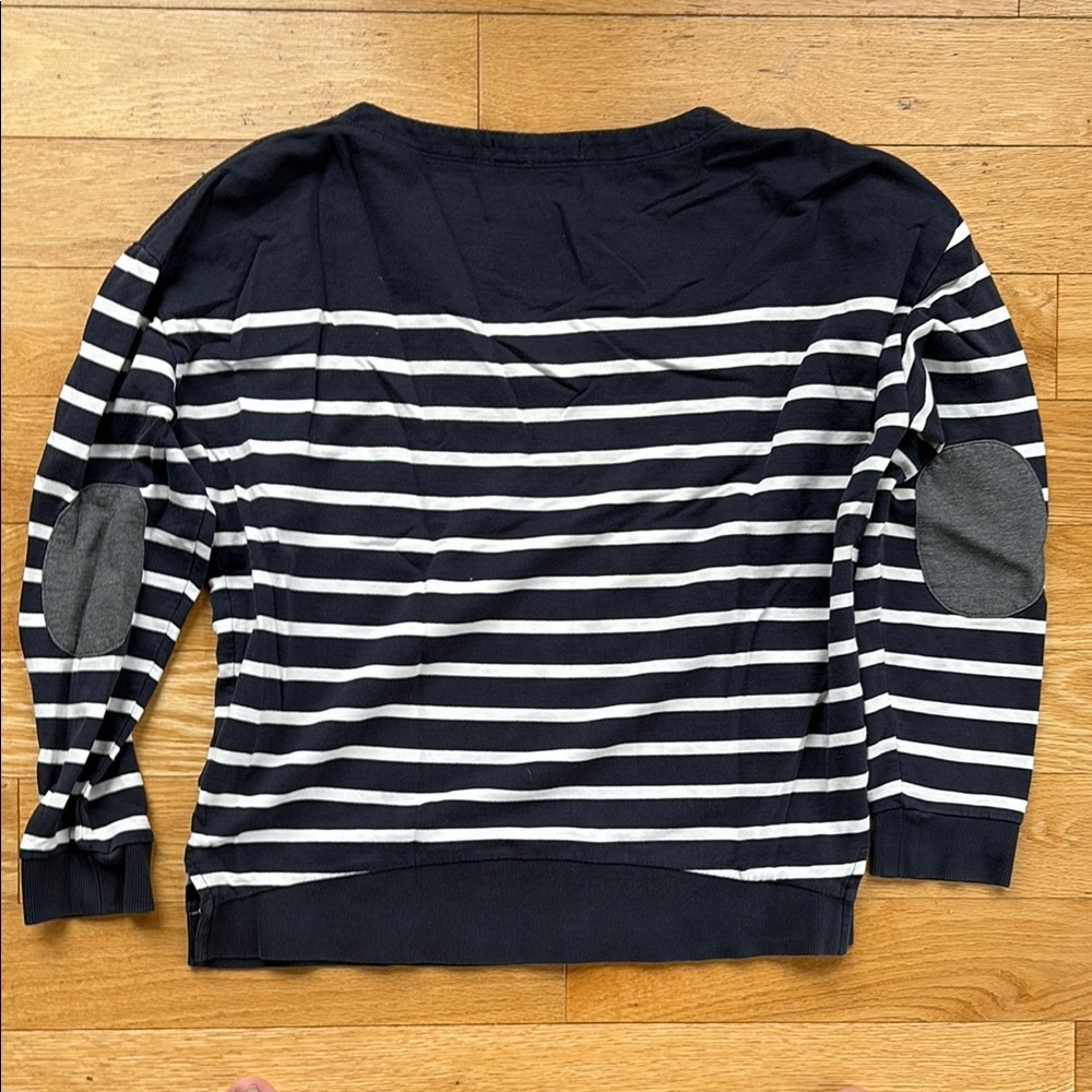 Lacoste Blue and White Long Sleeve Tee with Nautical Stripes - Picture 4 of 4